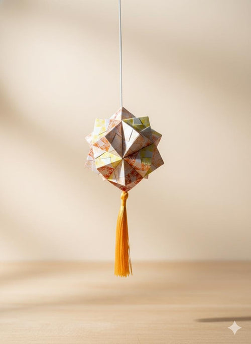Kusudama Origami Kit - Japanese Paper Folding Craft with Incense (Sunset Bloom)