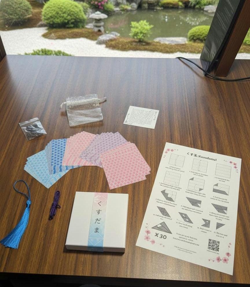 Kusudama Origami Kit - Japanese Paper Folding Meditation Craft with Lavender| Mindful DIY gift set